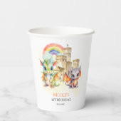 Fantasy Schattige Dragon Castle Rainbow Kids Verja Papieren Bekers (Achterkant)