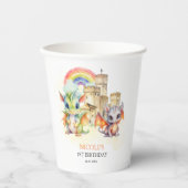 Fantasy Schattige Dragon Castle Rainbow Kids Verja Papieren Bekers (Voorkant)