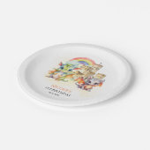 Fantasy Schattige Dragon Castle Rainbow Kids Verja Papieren Bordje (Gekanteld)