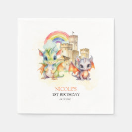 Fantasy Schattige Dragon Castle Rainbow Kids Verja Servet