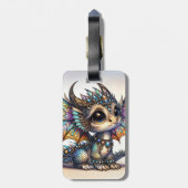 Fantasy Schattige Dragon Glas in lood Bagagelabel (Achterkant verticaal)