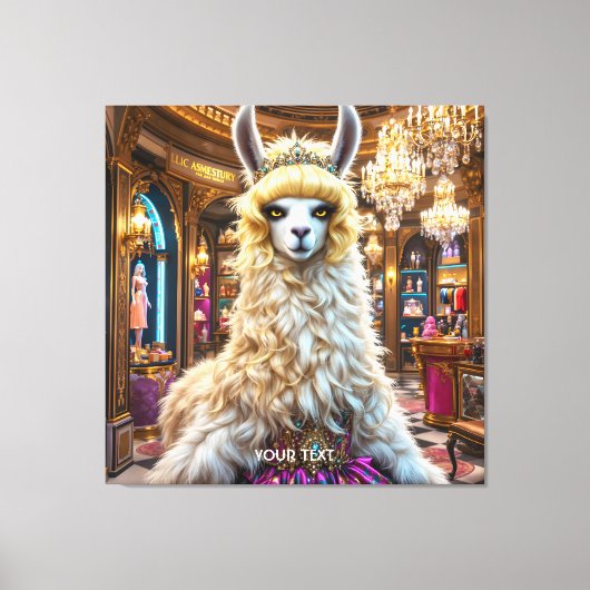 Fantasy Schattige Drama Llama Queen Canvas Afdruk (Voorkant)