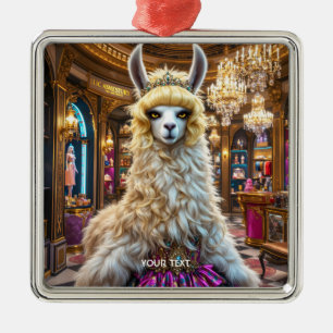 Fantasy Schattige Drama Llama Queen Metalen Ornament