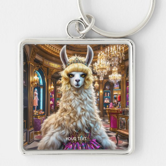 Fantasy Schattige Drama Llama Queen Sleutelhanger (Voorkant)