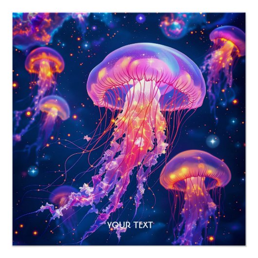 Fantasy Schattige Drifting Jellyfish Zee Perfect Poster (Voorkant)