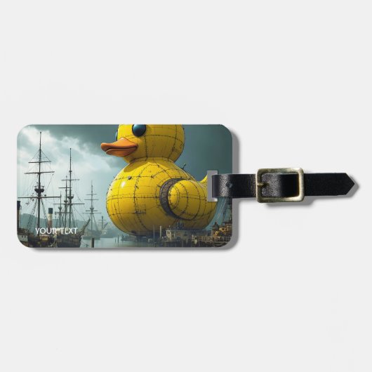 Fantasy Schattige Duck War Ship Bagagelabel (Voorkant horizontaal)