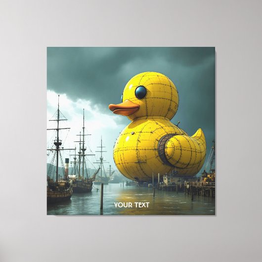 Fantasy Schattige Duck War Ship Canvas Afdruk (Voorkant)