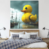 Fantasy Schattige Duck War Ship Canvas Afdruk (Insitu (Slaapkamer))