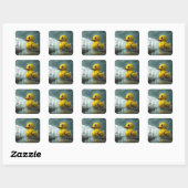 Fantasy Schattige Duck War Ship Vierkante Sticker (Vel)