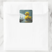 Fantasy Schattige Duck War Ship Vierkante Sticker (Tas)