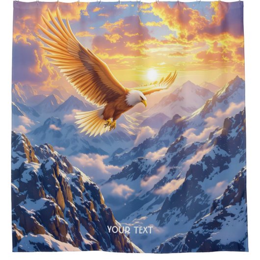 Fantasy Schattige Eagle Mountains Sunrise Douchegordijn (Voorkant)