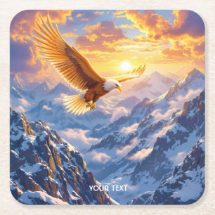Fantasy Schattige Eagle Mountains Sunrise Kartonnen Onderzetters