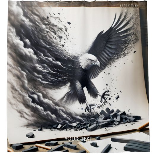 Fantasy Schattige Eagle Stirs Papier Douchegordijn (Voorkant)