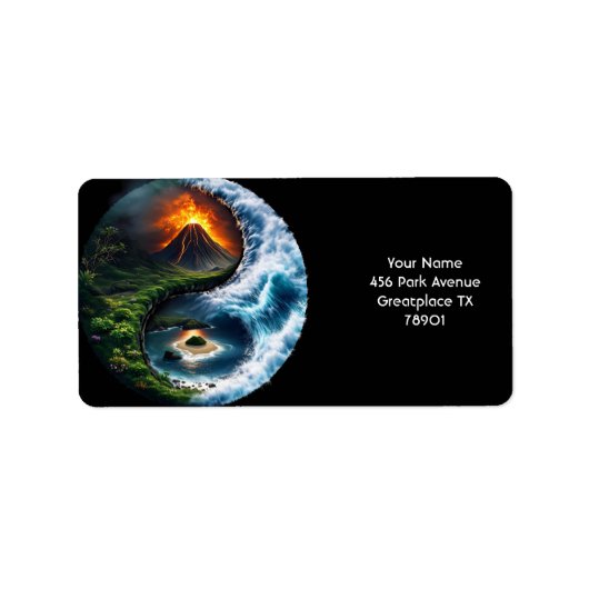 Fantasy Schattige Earth Yin Yang Etiket (Voorkant)