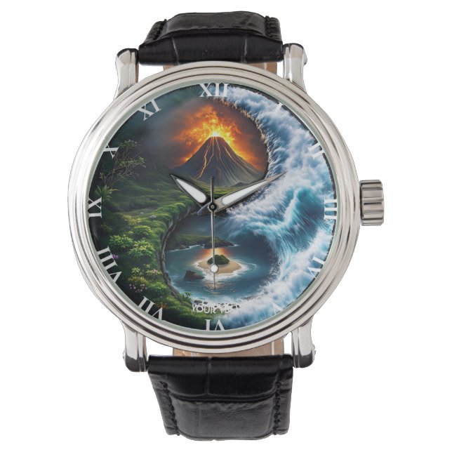 Fantasy Schattige Earth Yin Yang Horloge (Voorkant)