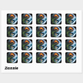 Fantasy Schattige Earth Yin Yang Vierkante Sticker (Vel)