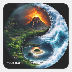 Fantasy Schattige Earth Yin Yang Vierkante Sticker