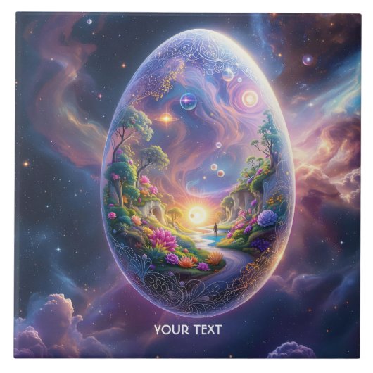 Fantasy Schattige Egg Floating Space Tegeltje (Voorkant)