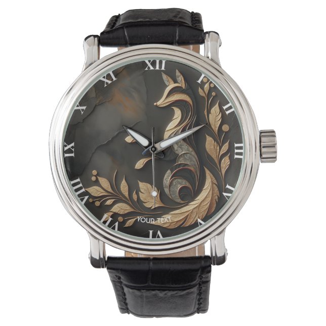 Fantasy Schattige Elegant Fox Tekening Horloge (Voorkant)