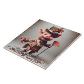 Fantasy Schattige Elegant Mooi Varken Tegeltje (Zijkant)