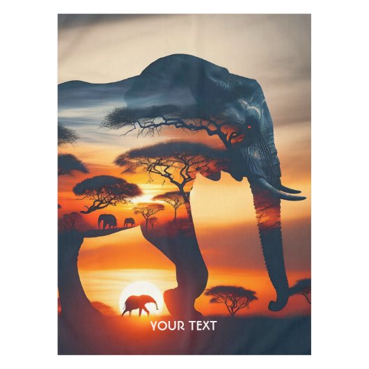 Fantasy Schattige Elephant Double Exposition Tafelkleed (Voorkant)