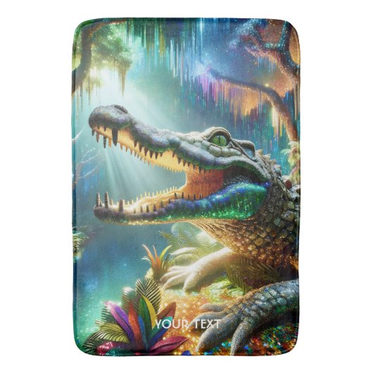 Fantasy Schattige Enchanted Crocodile Oerwoud Badmat (Voorkant Verticaal)