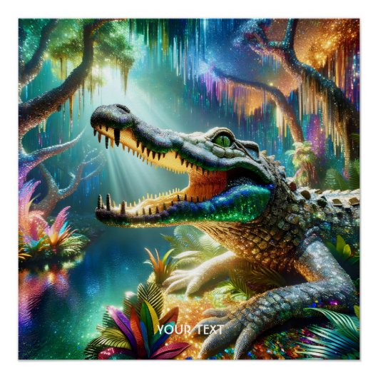 Fantasy Schattige Enchanted Crocodile Oerwoud Perfect Poster (Voorkant)