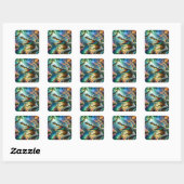 Fantasy Schattige Enchanted Crocodile Oerwoud Vierkante Sticker (Vel)