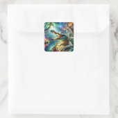 Fantasy Schattige Enchanted Crocodile Oerwoud Vierkante Sticker (Tas)