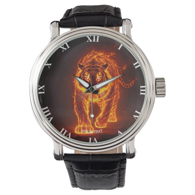 Fantasy Schattige Fire Big Tiger Horloge (Voorkant)