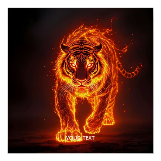 Fantasy Schattige Fire Big Tiger Perfect Poster (Voorkant)