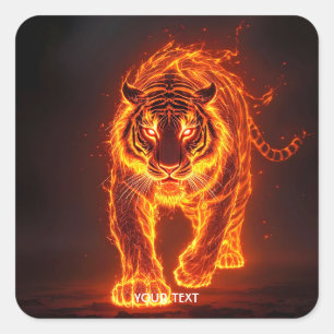 Fantasy Schattige Fire Big Tiger Vierkante Sticker