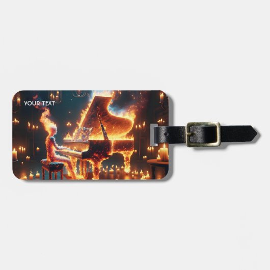 Fantasy Schattige Fire Piano Girl Bagagelabel (Voorkant horizontaal)