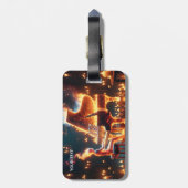 Fantasy Schattige Fire Piano Girl Bagagelabel (Achterkant verticaal)
