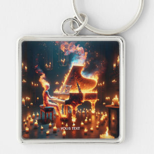 Fantasy Schattige Fire Piano Girl Sleutelhanger