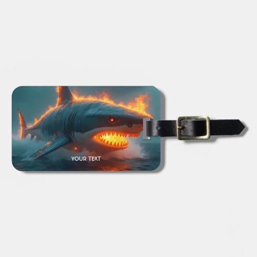 Fantasy Schattige Fire Shark Zee Bagagelabel (Voorkant horizontaal)