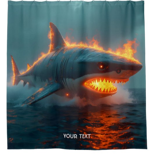 Fantasy Schattige Fire Shark Zee Douchegordijn (Voorkant)