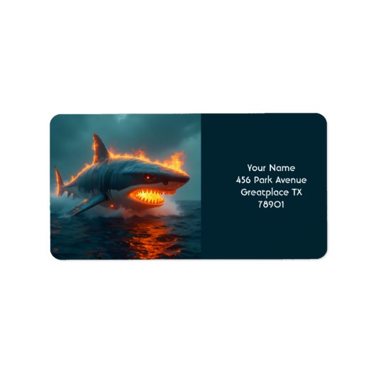 Fantasy Schattige Fire Shark Zee Etiket (Voorkant)