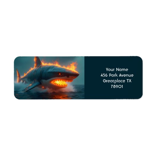 Fantasy Schattige Fire Shark Zee Etiket (Voorkant)