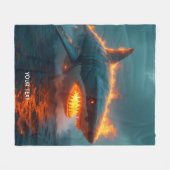 Fantasy Schattige Fire Shark Zee Fleece Deken (Voorkant (Horizontaal))