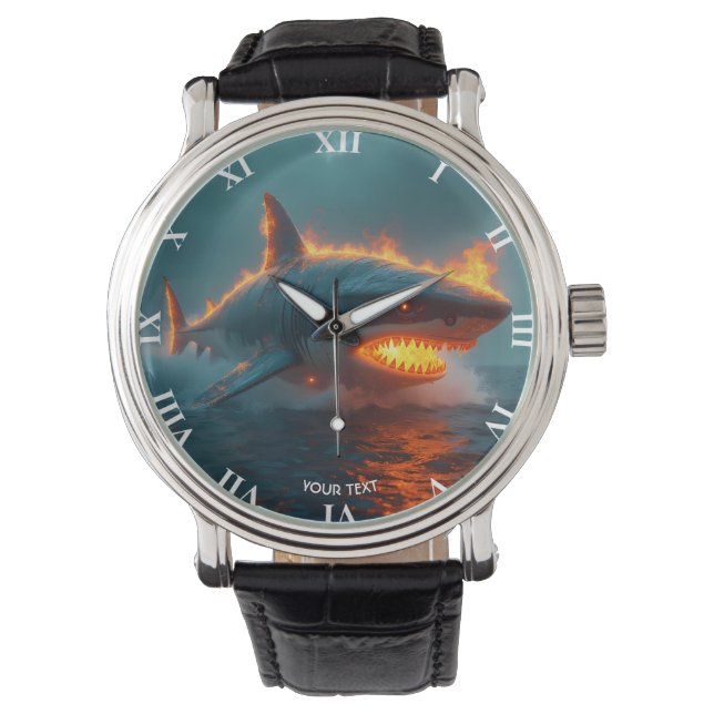 Fantasy Schattige Fire Shark Zee Horloge (Voorkant)