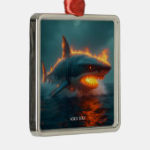 Fantasy Schattige Fire Shark Zee Metalen Ornament (Rechts)