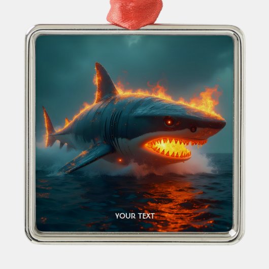 Fantasy Schattige Fire Shark Zee Metalen Ornament (Voorkant)