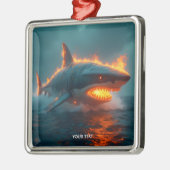 Fantasy Schattige Fire Shark Zee Metalen Ornament (Links)
