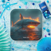 Fantasy Schattige Fire Shark Zee Papieren Bordje (Feest)