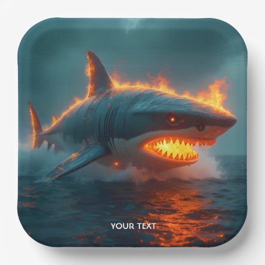 Fantasy Schattige Fire Shark Zee Papieren Bordje (Voorkant)