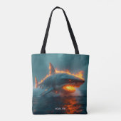 Fantasy Schattige Fire Shark Zee Tote Bag (Achterkant)