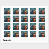 Fantasy Schattige Fire Shark Zee Vierkante Sticker (Vel)