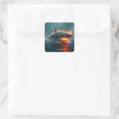 Fantasy Schattige Fire Shark Zee Vierkante Sticker (Tas)