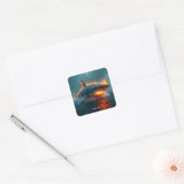 Fantasy Schattige Fire Shark Zee Vierkante Sticker (Envelop)
